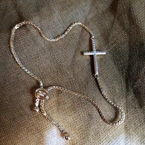 Gold Tone over SS Cross Diamond Bracelet